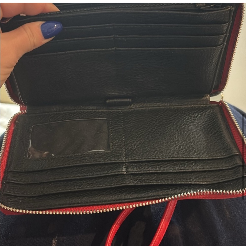 Red Leather Wristlet Wallet - Picture 6 of 9